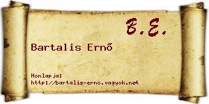 Bartalis Ernő névjegykártya